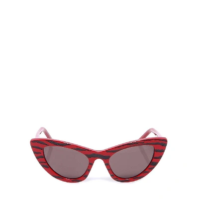 Shop Saint Laurent Eyewear Tiger Print Cat In Red