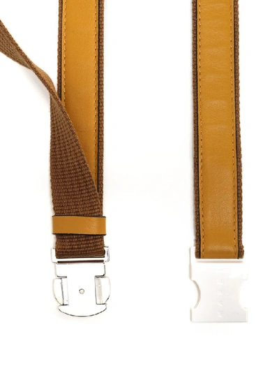 Shop Marni Two Tone Buckle Belt In Brown