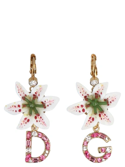 Shop Dolce & Gabbana Floral Drop Earrings In Multi