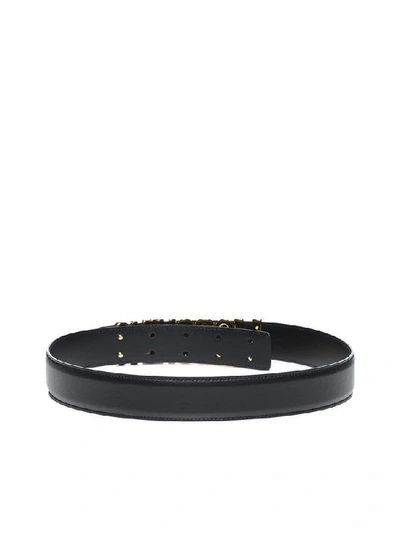 Shop Moschino Logo Leather Belt In Black