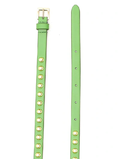 Shop Prada Studded Bow Belt In Green