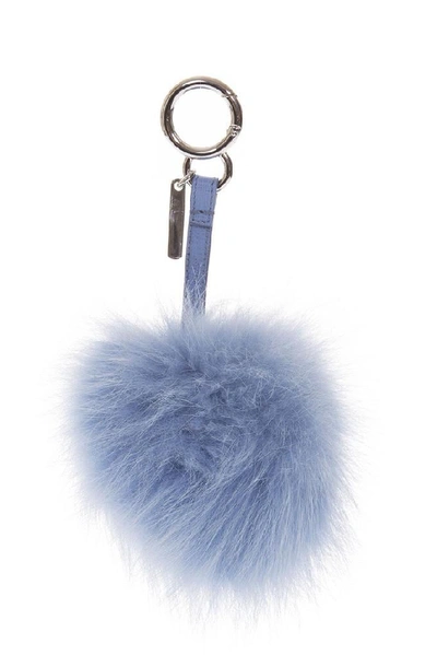 Shop Fendi Fur Pom Pom Bag Charm In Blue