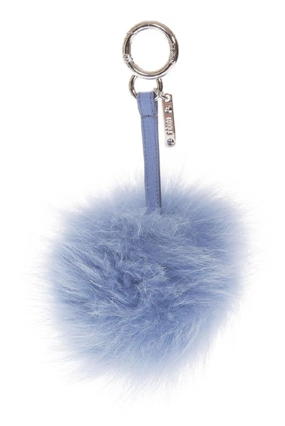 Shop Fendi Fur Pom Pom Bag Charm In Blue