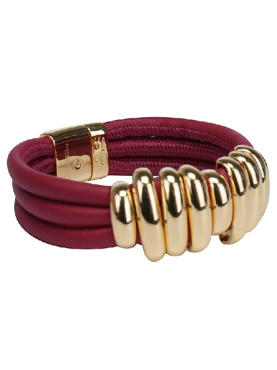 Shop Bottega Veneta Nine Ring Hook Closure Bracelet In Red