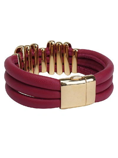 Shop Bottega Veneta Nine Ring Hook Closure Bracelet In Red