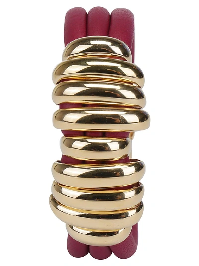 Shop Bottega Veneta Nine Ring Hook Closure Bracelet In Red