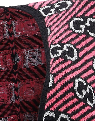 Shop Gucci Gg Stripe Fringed Jacquard Poncho In Pink