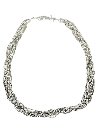 Shop Saint Laurent Loulou Necklace In Silver