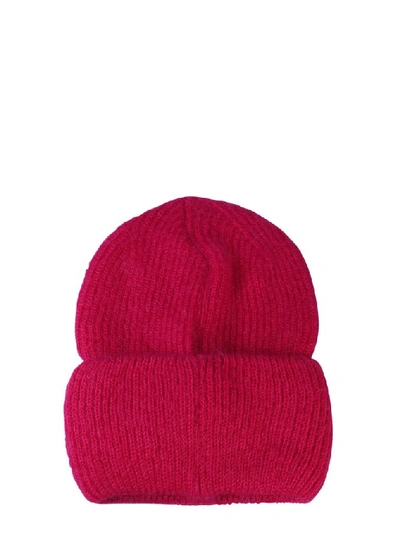 Shop Versace Safety Pin Detail Beanie In Pink