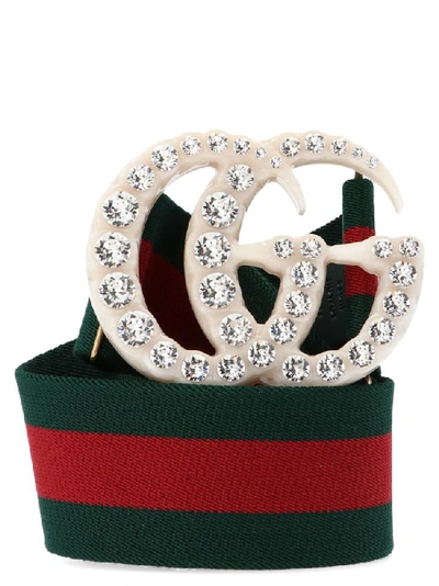 Shop Gucci Double G Embellished Belt In Multi