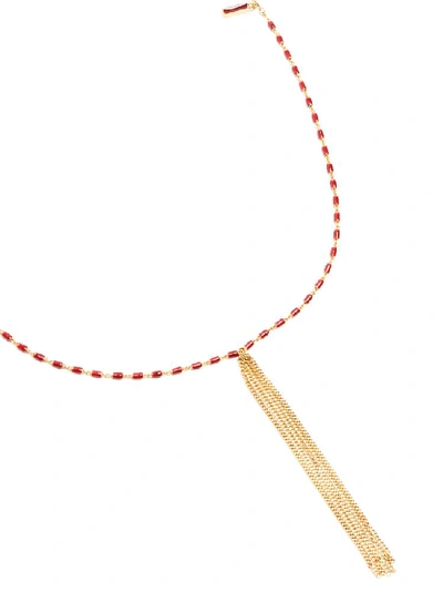 Shop Isabel Marant Chain Tassel Necklace In Red