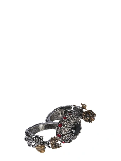 Shop Alexander Mcqueen Embellished Skeleton Ring In Multi