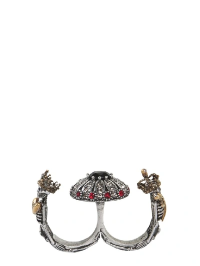 Shop Alexander Mcqueen Embellished Skeleton Ring In Multi