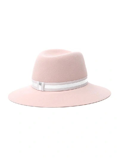 Shop Maison Michel Ribbon Detail Hat In Pink
