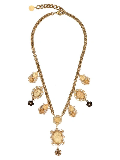 Shop Dolce & Gabbana Coin Pendant Necklace In Gold