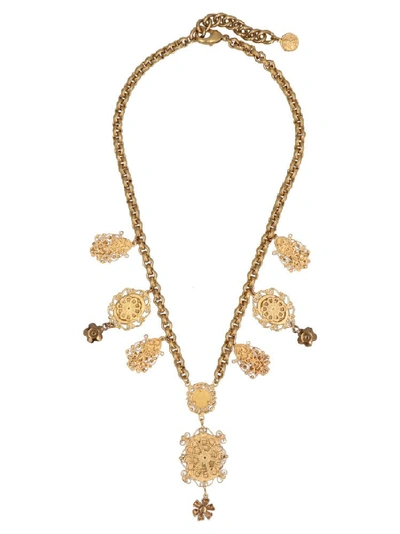 Shop Dolce & Gabbana Coin Pendant Necklace In Gold