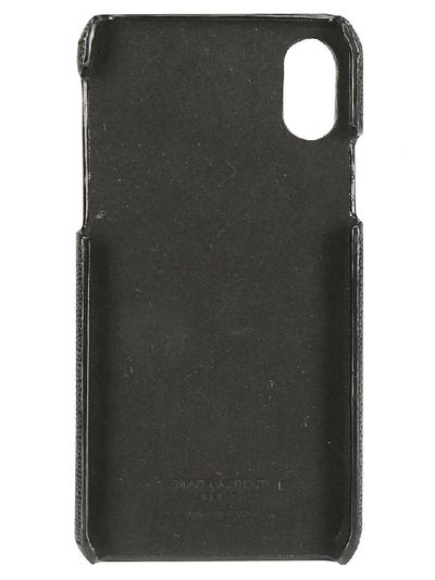 Shop Saint Laurent Clip Logo Plaque Iphone X Case In Black
