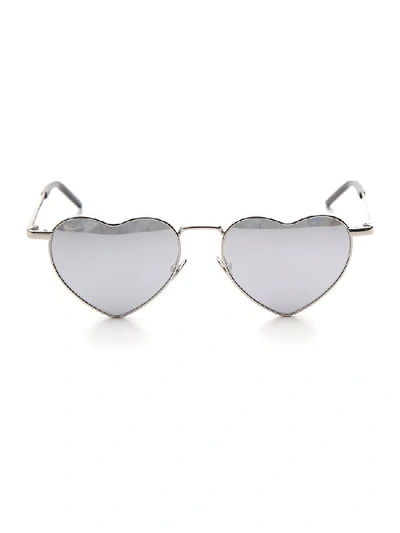 Shop Saint Laurent Eyewear Heart Shaped Sunglasses In Grey