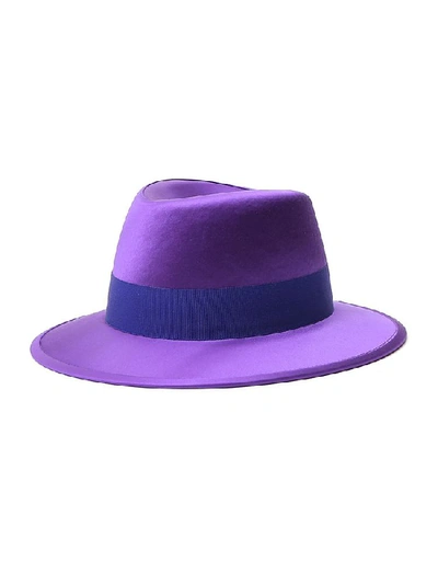 Shop Saint Laurent Fedora Hat In Purple