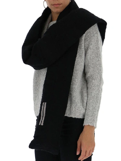 Shop Rick Owens Long Knitted Scarf In Black