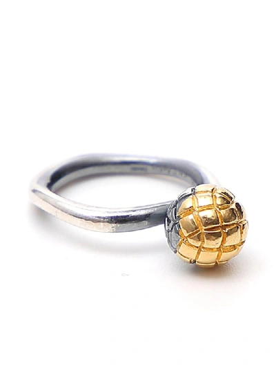 Shop Bottega Veneta Intrecciato Engraved Ring In Gold