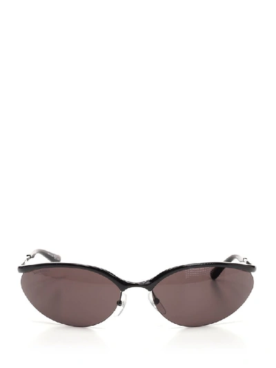 Shop Balenciaga Fire Oval Sunglasses In Black