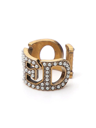 Shop Gucci Embellished Loved Ring In Gold