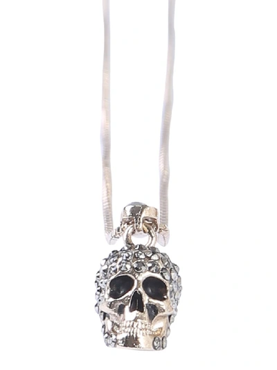 Shop Alexander Mcqueen Pave Skull Necklace In Gold
