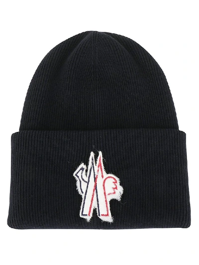 Shop Moncler Grenoble Logo Patch Beanie In Black