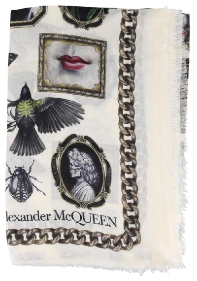 Shop Alexander Mcqueen Cameo And Curiosities Maxi Scarf In Multi