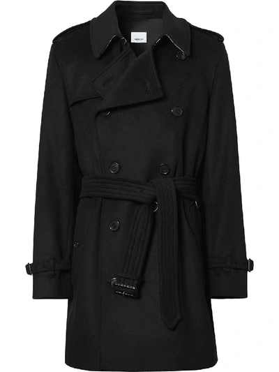 Shop Burberry Vintage Check Undercollar Trench Coat In Black