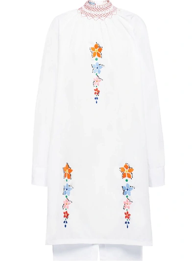 Shop Prada Embroidered Flower Dress In White