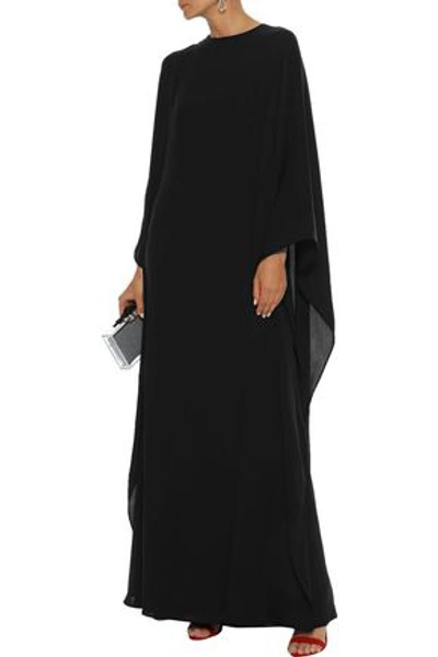 Shop Valentino Draped Silk-crepe Gown In Black