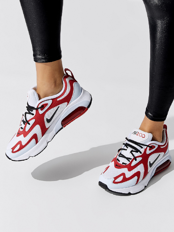 white and red nike 200