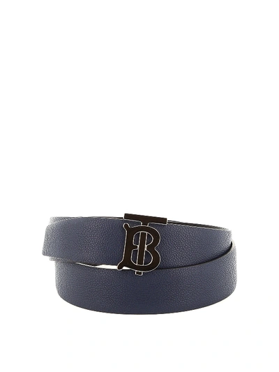 Shop Burberry Tb Monogram Buckle Reversible Belt In Blue