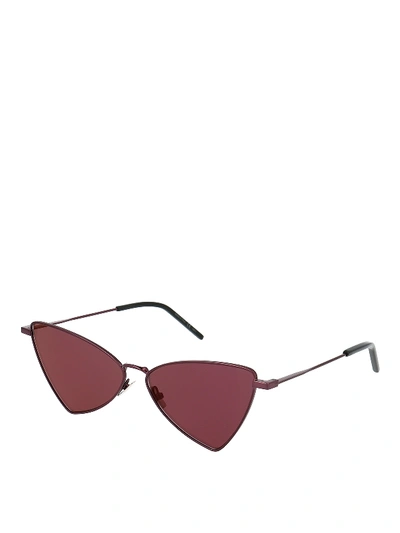 Shop Saint Laurent Jerry Sl 303 Triangular Sunglasses In Dark Pink