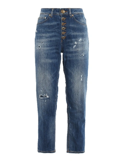 Shop Dondup Koons Jeans With Jewel Buttons In Medium Wash