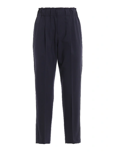 Shop Brunello Cucinelli Wool High Rise Pants With Darts In Blue