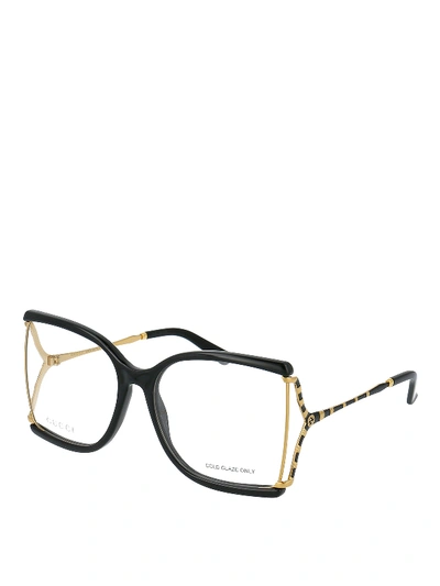 Shop Gucci Oversized Butterfly Frame Glasses In Black