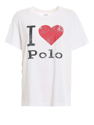 Shop Polo Ralph Lauren Crackled Print T-shirt In White