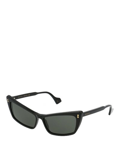 Shop Gucci Tapered Lens Black Wayfarer Sunglasses