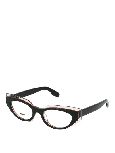 Shop Kenzo Pink Double Frame Cat Eye Acetate Eyeglasses In Black