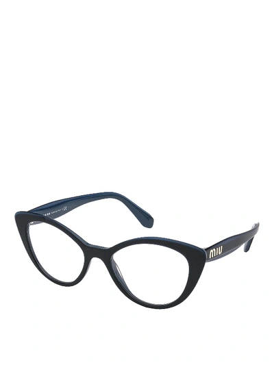 Shop Miu Miu Cat Eye Black And Blue Eyeglasses