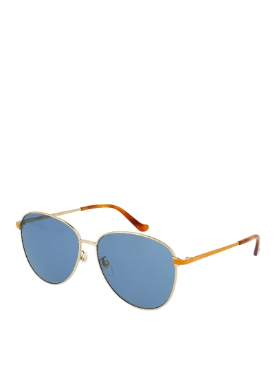Shop Gucci Blue Lens Aviator Sunglasses