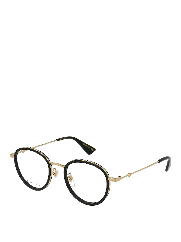 gucci eyeglasses black and gold