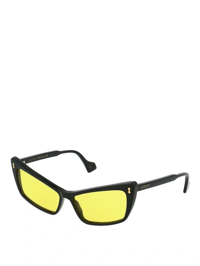 Shop Gucci Tapered Lens Wayfarer Sunglasses In Black