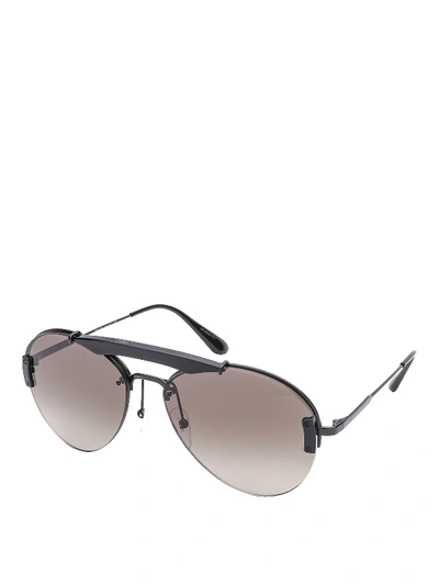 Shop Prada Aviator Grey Sunglasses