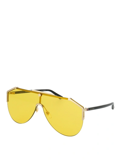 Shop Gucci Yellow Mask Sunglasses