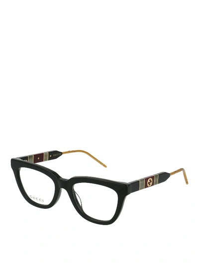 Shop Gucci Gg Logo Black Acetate Optical Glasses