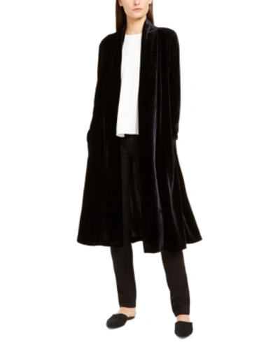Shop Eileen Fisher Shawl-collar Long Jacket In Black